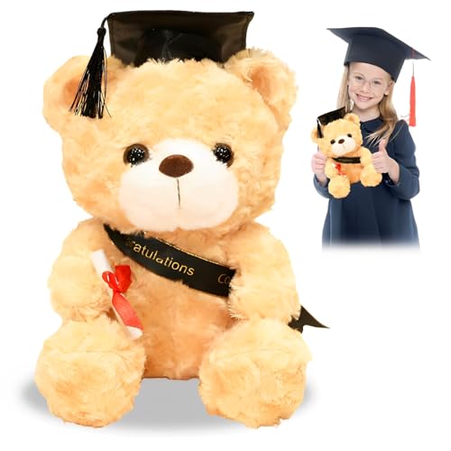 Teddybär Plüschtier,Plüsch Soft Toys Spielzeug,Examensbär,Abitur 2024 Geschenke,Plüschbär mit Diplom und Doktorhut,Graduation Gift,Abschluss Teddybär Plüschtier zum Bachelor Abschluss (White) von Byhsoep