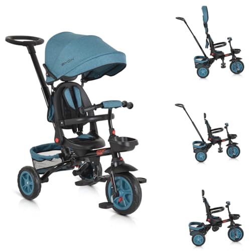 Byox Tricycle Explore 3 in 1 Dreirad umkehrbarer Sitz Schiebegriff Körbe Pedale, Farbe:hellblau von Byox