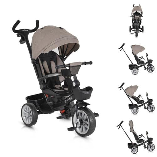 Byox Tricycle Space 3 in 1 Dreirad Getränkehalter, Korb, Schiebegriff, Eva-Räder, Farben:beige von Byox