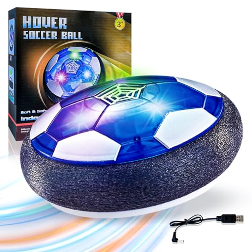 Air Power Fußball, USB wiederaufladbare Soccer Kinderspielzeug Hover Ball mit schützenden Schaumstoff-Puffer und Bunte LED-Leuchten für 3-12+ Jahre alt Junge Mädchen,Hover Kinder Fußballspiel von Byuert