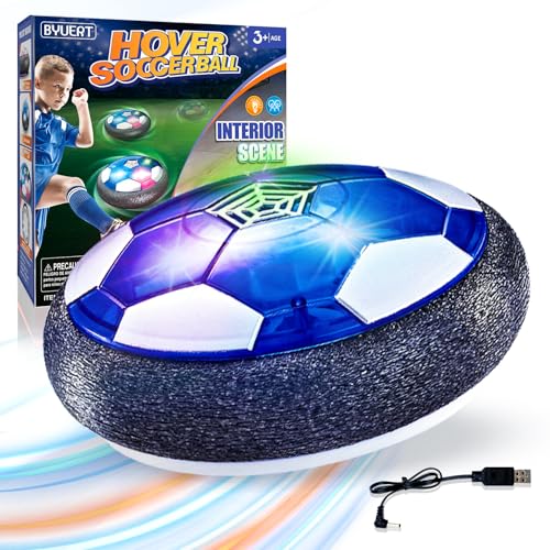 Air Power Fußball, USB wiederaufladbare Soccer Kinderspielzeug Hover Ball mit schützenden Schaumstoff-Puffer und Bunte LED-Leuchten für 3-12+ Jahre alt Junge Mädchen,Hover Kinder Fußballspiel von Byuert