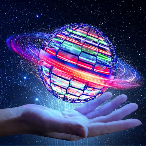 Fliegender Ball, Hover Flying Ball mit LED, Flying Spinner mit 360 ° rotierenden, Fliegender Spielzeug Handgesteuerter Mini Drohne, Hand Controlled Schwebeball, für Jungen Mädchen 6+ Jahre Blue von Byuert