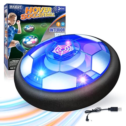 Hover Fußball Kinderspielzeug, USB wiederaufladbare Hover Ball Geschenk mit bunten LED-Leuchten & schützenden Schaumstoff-Stoßfänger, Air Power Fußball Hover Ball für Jungen Mädchen 3 4 5 6 7 8-12 Jah von Byuert