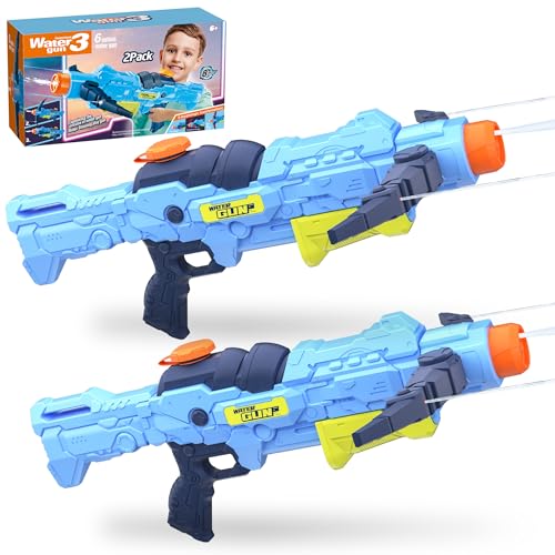 Wasserpistole für Kinder & Erwachsene, 2 Stück Super Wasserspritzpistole XXL Soaker Pistole, 4-Düsen-Modus Große Reichweite Pump Blaster Spritzpistole für Mädchen Jungen im Freien Sommer Strand Pool von Byuert