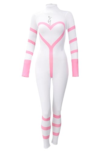 C-ZOFEK Angel Dust Cosplay-Body für Damen und Herren, Kostüm, Jumpsuit, Anime, weißes Outfit für Halloween-Party (Weiß, Größe L) von C-ZOFEK