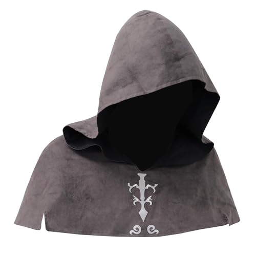 C-ZOFEK Confessor Cosplay Mittelalter Cowl Hut Männer Frauen PU Leder Gothic Steampunk Renaissance Halloween Cosplay Kapuzenumhang von C-ZOFEK