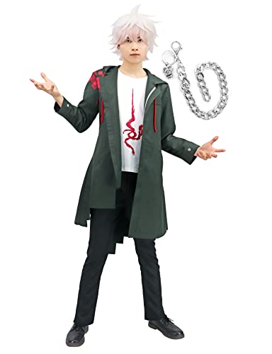 C-ZOFEK Herren Nagito Komaeda Cosplay Kostüm Jacke Hemd und Silberkette (X-Large) von C-ZOFEK