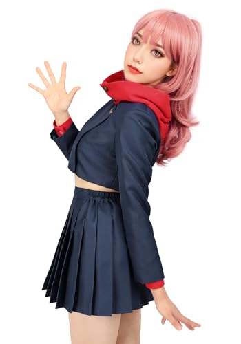 C-ZOFEK US-Größe, Anime-Cosplay-Kostüm, Damen-Kapuzenpullover, Faltenrock, Halloween-Uniform, Blau, XS von C-ZOFEK