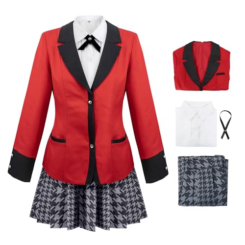 C-ZOFEK Kakegurui Jabami Yumeko Cosplay Kostüm für Mädchen, japanische Schuluniform - Rot - Medium von C-ZOFEK