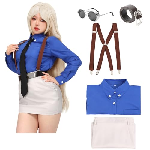 C-ZOFEK Nanami Kento Cosplay Kostüm, Damen Hemd Slim Fit Rock mit Krawatte Strapse Brille (XS) von C-ZOFEK