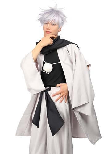 C-ZOFEK Satoru Cosplay Haori Kimono Jacke mit Schal für Herren, Weiss/opulenter Garten, XL von C-ZOFEK