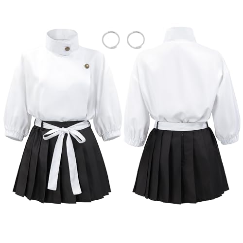 C-ZOFEK Yuta Cosplay-Kostüm für Damen, komplettes Set, Uniform-Outfits für Halloween-Party (Weiß & Schwarz, Größe M) von C-ZOFEK