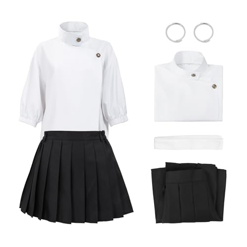 C-ZOFEK Yuta Cosplay-Kostüm für Damen, komplettes Set, Uniform-Outfits für Halloween-Party (weiß & schwarz, Größe XS) von C-ZOFEK