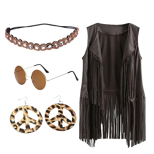 70Er Jahre Outfit Damen, 70er Jahre Outfit Damen Mottoparty Accessoires Faschingskostüme Hippie Kleidung Party Outfit 70er Jahre Outfit 80er Jahre Hippie Kostüm Disco Outfit Fransen Karneval Kostüm von C'est TT