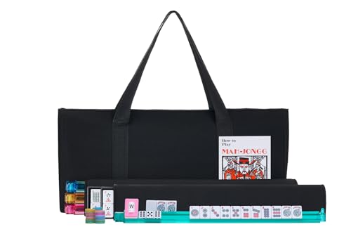 166 Fliesen American Mahjong Set, schwarz, weiche Tasche, 4 Farben, leicht zu tragen, Western Mahjongg von C&H Solutions