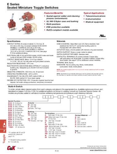 C & K Switches E301SD1CBE Kippschalter 20 V/AC, 20 V/DC 0.4A 3 x Ein/Ein IP57 1 St. Bulk von C & K Switches