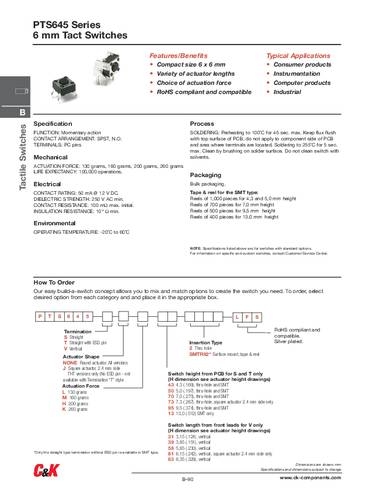 C & K Switches PTS645VK392LFS von C & K Switches