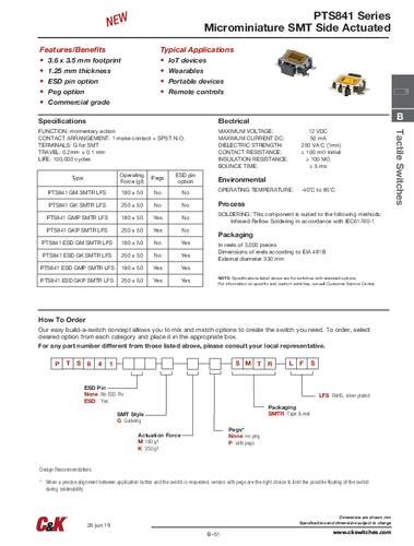 C & K Switches PTS841GMSMTRLFS Drucktaster 1 x Aus/(Ein) IP40 Tape von C & K Switches