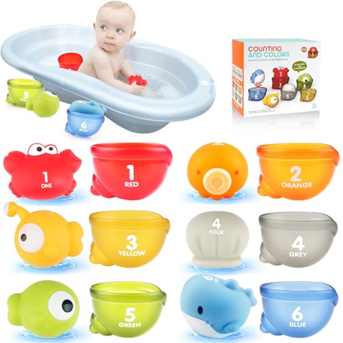 Badewannenspielzeug Montessori Spielzeug ab 1 Jahr, Badespielzeug Baby ab 1 2 3 4 Jahre, Montessori Wasserspielzeug Kinder, Badespass Badewanne Pool für Jungen Mädchen Geschenk von CACAVNONY