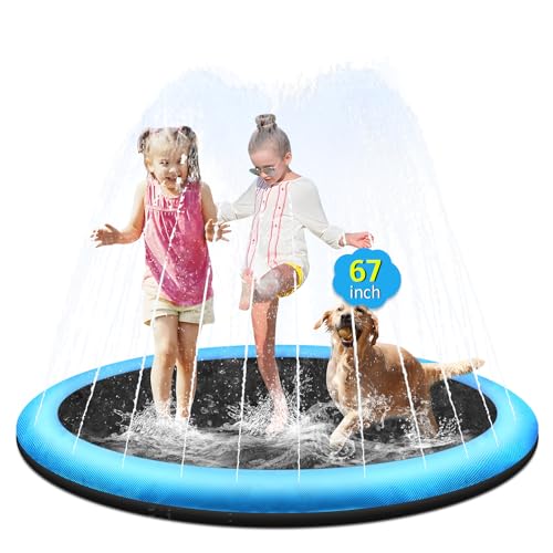 CACSPS 170,2 cm rutschfestes Spritzpad für Kinder und Hunde, verdickter Sprinkler-Pool, Sommer, Outdoor-Wasserspielzeug, extra großes Hinterhof-Planschbecken für Kinder, Jungen und Mädchen oder von CACSPS