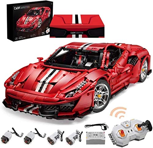 CaDA Master C61042w Supercar 488 Klemmbausteine,3187/pcs Technik Groß Ferngesteuert Auto 1:8 Bausteine,MOC Sportwagen Modell Spielzeug für Erwachsene und Jugendliche von CaDA