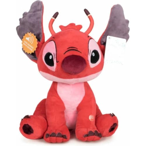 CADEAUX STORE Lilo&Stitch – Stich Plüschtier – Angel – Leroy rot mit Sound 20 cm – Super Soft Qualität (rot) von CADEAUX STORE