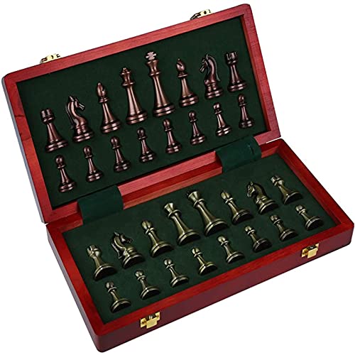 12-Zoll-Reiseschachspiel – zusammenklappbares Schachbrett aus Holz – Klassische handgefertigte Standardfiguren aus Metall – Schachbrettspielset – separater Kart von CAFIEDR