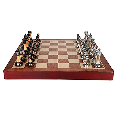 Hochwertiges Schachspiel aus Metall, faltbares Schachbrettspielset aus Holz, Schachfiguren aus Zinklegierung und Acryl, aufbewahrt in Einer Aufbewahrungsbox aus von CAFIEDR