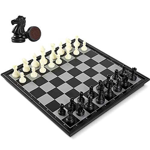 Magnetisches Schachbrett-Set, 10 Zoll großes, faltbares Brett mit Brettspiel-Aufbewahrung und magnetischen Schachfiguren für Reisespiele, Schachbrettspiel-Set, von CAFIEDR