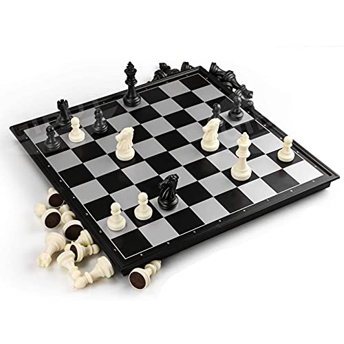 Magnetisches Schachspiel, 9,8 Zoll großes, zusammenklappbares Reiseschachbrettspielset mit Aufbewahrungsfächern für Schachfiguren, Schachspiel für Anfänger, Aus von CAFIEDR