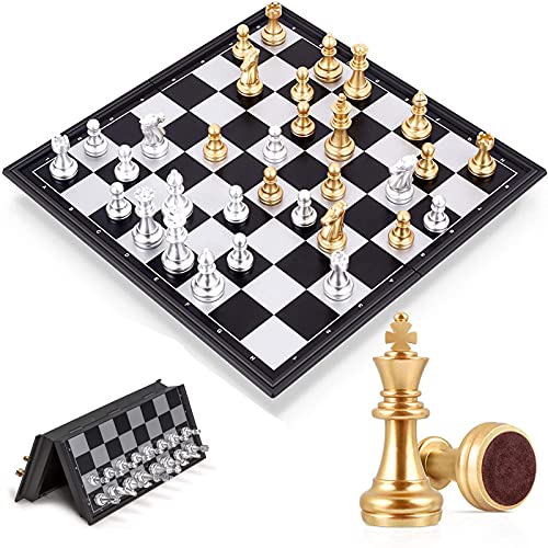 Magnetisches Schachspiel – 10 Zoll großes Deluxe-Klappschachbrett mit Schachfiguren – Reiseschachbrettspielset – Klappschachbrett – Ideal für Anfänger und Profi von CAFIEDR