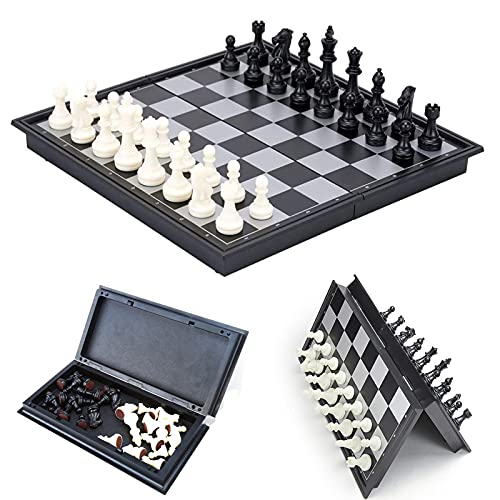 Schachspiel, 10 x 10 Zoll großes, zusammenklappbares Schachbrett, Standard-Reise-Schachspielset für Internationale Spieler mit magnetischen Schachfiguren, Schac von CAFIEDR