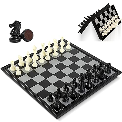 Schachspiel, 24,9 x 24,9 cm, faltbares magnetisches Schachspiel, Aufbewahrung für Figuren, magnetisches Reise-Schachbrettspielset, perfekte Wahl für den Geburts von CAFIEDR