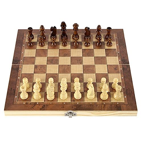 Schachspiel aus Holz – Schach, Dame, Backgammon – handgefertigte Schachfiguren – faltbares Schachbrett – Stauraum im Inneren – reisefreundlich – Schachbrett-Set,11.4 von CAFIEDR