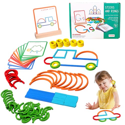 CAIJ Montessori Spielzeug ab 3 Jahre, Kinder Puzzle mit Holz klötzen Set Kreative Holzpuzzle und Ringe Steckspiel Holzpuzzle Kinder Für Das Mentale Training Von Kindern von CAIJ