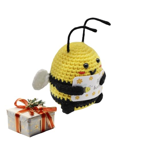 Bee Happy Glücksbringer,Glück Biene Positive Geschenk,Lustige Geschenke Weihnachten,Pocket Hug,Lucky Charms,Bienen Trost Geschenke,Positive Potato,Kuscheltier Für Frauen Kinder,Mutmacher Gift von CAIKAILIOR