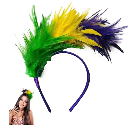 Federn Bunt Haarreif Karneval,Fasching Deko Lustige Kopfbedeckung Regenbogen Papagei Kostüm Damen kinder Kopfschmuck Vogel Bunte Feder Haarreifen Faschingskostüme Accessoires,für Carnival Stirnband von CAIKAILIOR