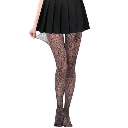 Strumpfhose Halloween Damen,Hexe Kostüm Accessoires Netzstrumpfhose Spinne,Schwarz Spinnennetz Muster Strumpfhosen,Spinnen Hexenkostüm Fishnet Strümpfe,Gothic Spinnenkostüm Tight für Kinder Erwachsene von CAIKAILIOR