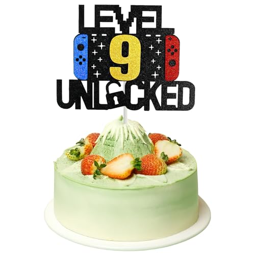 Tortendeko Geburtstag,Geburtstag 9 Jahre Junge Videospiel Kuchen Topper Happy Birthday Kuchendeko Gaming Minifiguren Cake Dekoration Playstation Kuchenaufsatz,für Jungen und Mädchen Kindergeburtstag von CAIKAILIOR