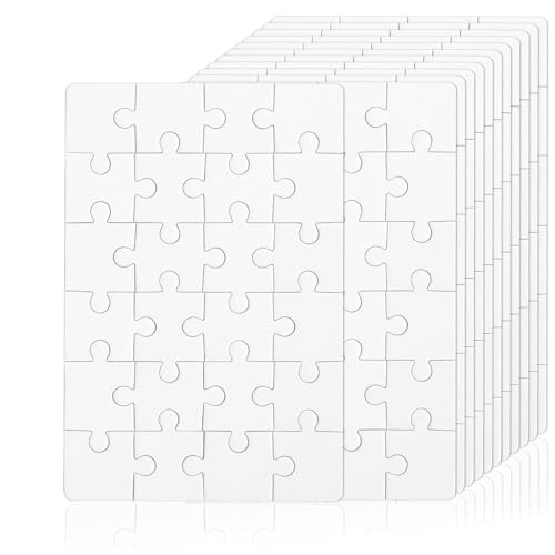 Puzzle Selber Gestalten, 12 Blatt 10 x 15 cm Leere Puzzle Holzpuzzle 24 Teile Pro Blatt Komplett Weißes Puzzle, DIY Puzzle Personalisiert Leeres Puzzle Für Aktivität Hochzeit Geburtstag von CAINCAY
