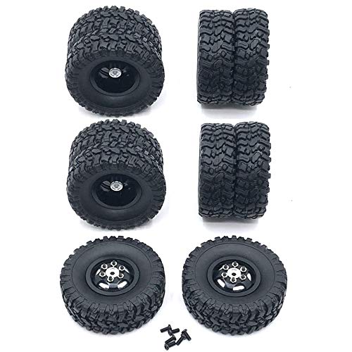 CAIONPLE Doppel Rad Metall Felge mit Gummi Reifen Reifen für B16 B36 Q60 Q63 Q64 6WD 6X6 RC Truck, Schwarz von CAIONPLE