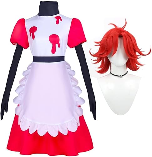 CAIYLAI Hazbin Hotel Cosplay Charlie Morningstar Cosplay Outfit Perücke, Anime Kostüm Anzug Erwachsene Rollenspiel Anime Karneval Halloween Party Karneval Uniform (Niffty Kostüm + Perücke, S) von CAIYLAI