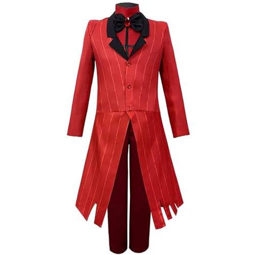 CAIYLAI Hazbin Hotel Cosplay Kostüm Engel Dust/Alastor/Blitzo Anzug Uniform Jacke Top Hosen Outfits Verkleidung Anime Rolle Komplettes Set für Halloween, Karneval, Anime-Ausstellung (Alastor Red, M) von CAIYLAI