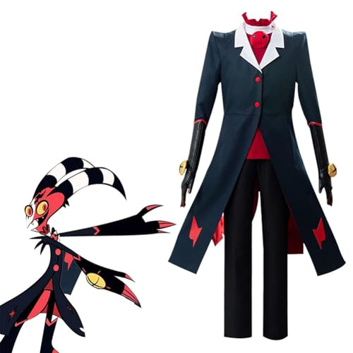 CAIYLAI Hazbin Hotel Cosplay Kostüm Engel Dust/Alastor/Blitzo Anzug Uniform Jacke Top Hosen Outfits Verkleidung Anime Rolle Komplettes Set für Halloween Karneval Anime Ausstellung (Blitzo, L) von CAIYLAI