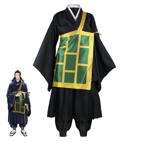 CAIYLAI JJK Kostüm Geto Suguru Cosplay-Kimono-Outfit, japanische Herren, Highschool-Uniform, Robe, schwarz, komplettes Set für Halloween, Rollenspiel-Kostüm (Schwarz, L) von CAIYLAI