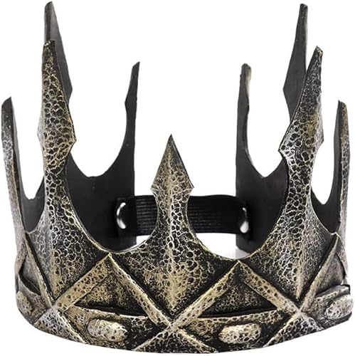 CAIYLAI Königskrone, mittelalterliche Cosplay-Kopfbedeckung, antiker Retro-Königskrone, königlicher Kopfschmuck, PU-Leder, Halloween, Cosplay, Party, Requisite, Tiara für Erwachsene und Jugendliche von CAIYLAI