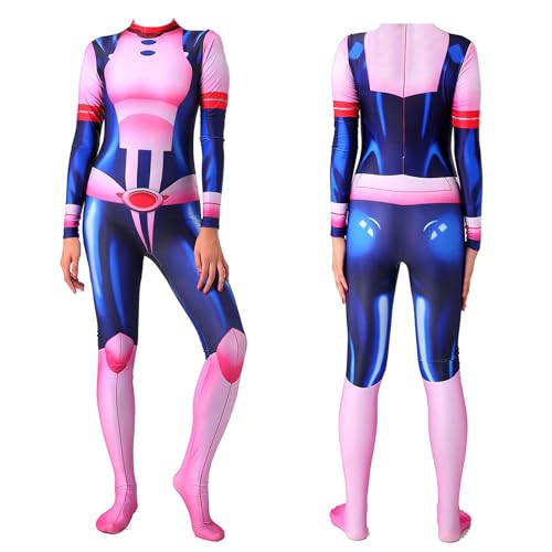 CAIYLAI Uraraka Ochako Cosplay Kostüm Anime MHA Kampfuniform Outfit 3D-Druck Bodysuit Jumpsuit für Halloween (Uraraka Ochako, 130) von CAIYLAI