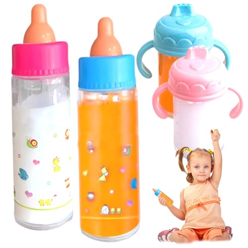 6 teiliges/Set Babypuppenflaschen Set, lustige magische Babypuppenflaschen mit verschwindender Milch oder Saft, Simulationspuppen Zubehör für Kindergeschenke, Babypuppenflaschen, Spielzeug, Baby von CAKEEYUM