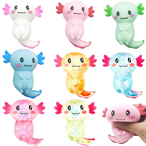 8 Stück Axolotl Spielzeug Maltose Gel Schneller Rückprall Zuckerball mit Zähigkeit Fokus Transfer Zuckerball Zappeln für Kinder & Erwachsene Axolotl Spielzeug Zuckerball Zuckerball Zappeln Stres von CAKEEYUM