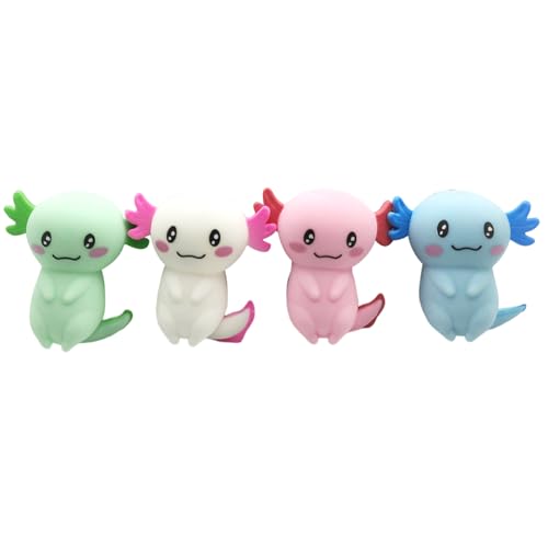 Axolotl 4PCs Entzückender lebendiges Squeeze -Spielzeug Resilient Stressspielzeug tragbarer Angst und Stressabbau Axolotl Spielzeug für Kinder, Erwachsene, Axolotl -Geschenke, zufällige Farbe, langes von CAKEEYUM